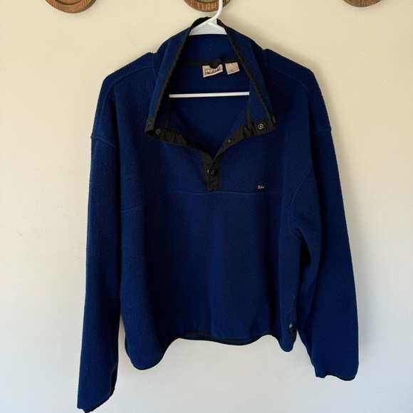 Vintage Woolrich blue fleece T snap quarter snap crop pullover size XL - Picture 8 of 8